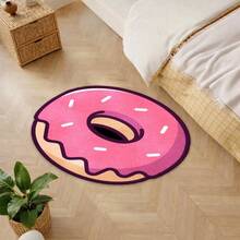 1pc - Pink Donut Pattern, Cartoon Style, Cute And Playful, Round Design Suitable For Living Room, Bedroom, Kitchen, Office - Modern Farmhouse Style Rug Available In Multiple Sizes - Multicolor - View 2