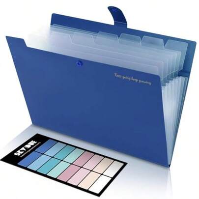 Accordion File Organizer, Expanding File Folder With 8 Pockets, Expandable Document Paper Receipt Organizer, Letter/A4 Size Filing Folder School Office Supplies Blue