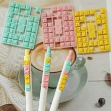 1 Set Mixed Cute DIY Letter & Pen Set - Includes Heart, Number, Star, Sun And Other Shapes - Fun Educational Pens - Suitable For Students, Teachers, Brides, Graduation, Christmas Gifts - Office Supplies, Idol Accessories - With Black Ink - 0.5mm Black - View 1