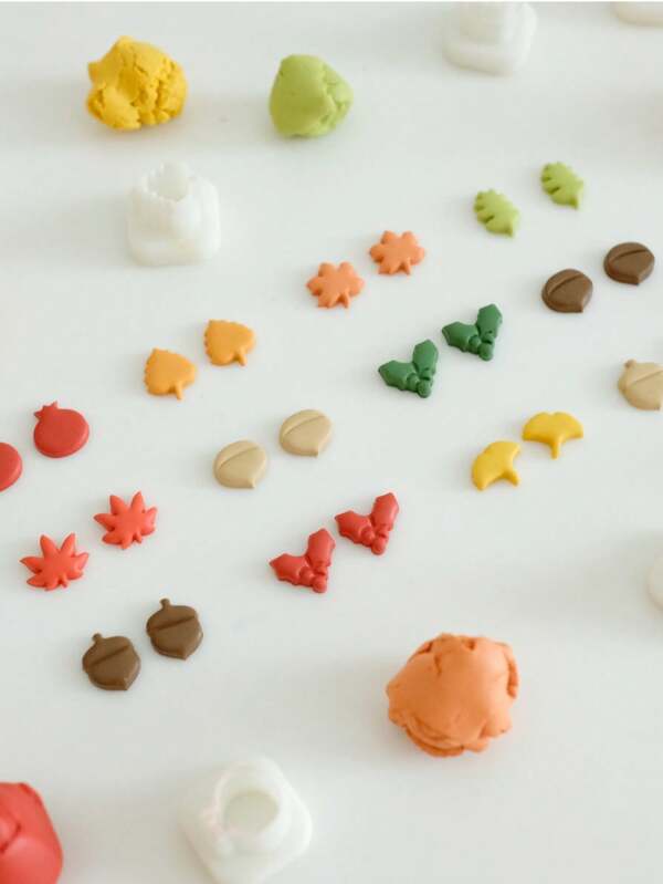 Fall Autumn Plant Polymer Clay Cutter Set, Pomegranate Leaf Acorn Holly Mini Mold For Thanksgiving Earring DIY Jewelry Crafts