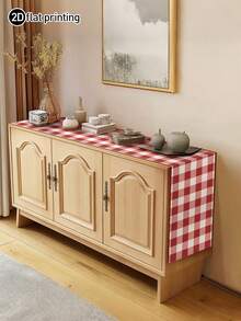 1件裝經典水牛格紋桌旗，微波爐防塵罩保護套，長方形桌布，可水洗，適用於居家晚餐、咖啡桌、廚房與餐廳裝飾，派對與場景布置，居家裝飾，戶外露台桌旗裝飾，玄關裝飾，壁爐布 - 紅色 - 查看 6