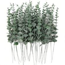 Mixed Artificial Eucalyptus Leaf Branches To Simulate Green Plants, Suitable For Home Decoration, Made Of Plastic Material, Can Be Used To Create Long-Lasting Wedding Bouquets, Romantic Table Decorations, Birthday And Graduation Ceremony Scenes - Multicolor - View 7