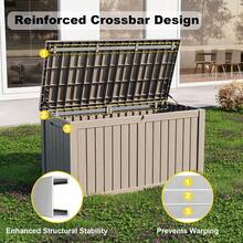 85 Gallon Outdoor Waterproof Resin Storage Deck Box Lockable Outside Bench UV Resistant Bin Patio Porch Furniture Pool Float Garden Tool Cushion Black - Grey - View 4