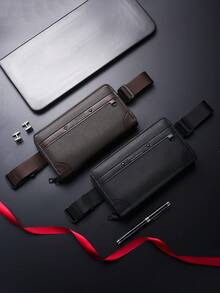 Men's Wear-Resistant Crossbody Waist Bag, Fashionable Minimalist Cashier Bag, Korean Style Solid Color Chest Bag - Multicolor - View 2