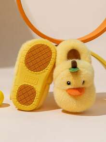 1 Pair Baby Cute Cartoon Thermal Lined Thick Anti-Slip Sole Design Flat Heel Warm Casual Shoes Suitable For Autumn/Winter - Yellow - View 10
