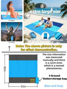 Portable Folding Beach Mat/Picnic Blanket/Outdoor Mat – Lightweight, Waterproof, Moisture-Proof And Sand-Proof, Suitable For Camping, Picnic, Travel And Beach, Includes Storage Bag - C - View 14