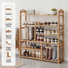 Senmeo Versatile 6‑Tier Bamboo Organizer Rack, Sturdy Freestanding Unit, Holds Various Heights, Ideal For Entryway/Bathroom/Office, Quick Setup, Space-Efficient. - Level 6 - View 2