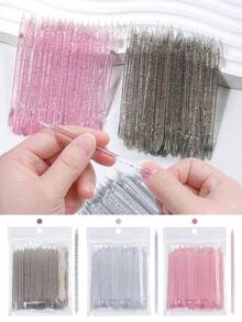 100 Peças Caneta de Resina Acrílica de Ponta Dupla para Aplicação de Strass, Ferramenta Multifuncional de Arte de Unhas para Desenho de Pontos e Flores com Empurrador de Cutícula, Acessórios de Manicure para Unhas Postiças, Design de Encantos de Unhas DIY, Uso Doméstico e de Salão de Unhas para Iniciantes - Multicolorido - Visão 6