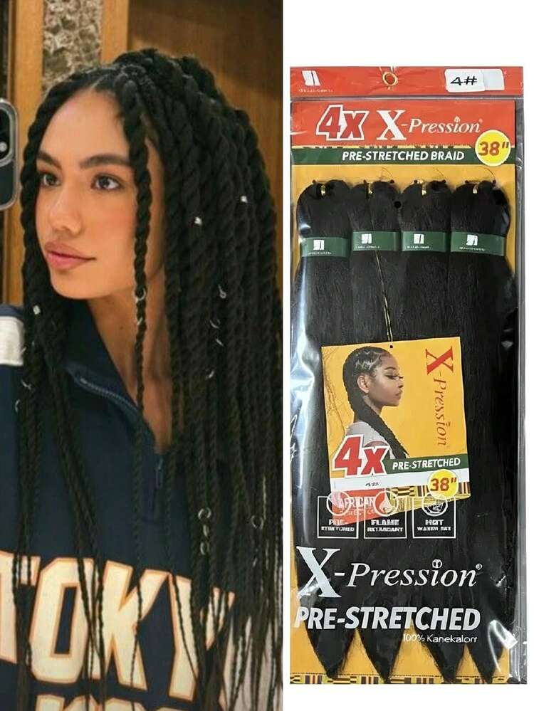 4pcs/Pack 18 Inch Synthetic Fiber Xpression Pre-Stretched Braiding Hair Bundles, Flame Retardant Smooth Yaki Braiding Hair Bundles - Multicolor - View 14
