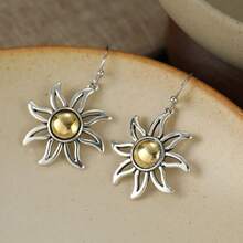 DIYCCPC Bohemian Vintage Sunflower Hollow Dual-Tone Decorative Earrings, Perfect For Daily Commute And Holiday Party Gift Jewelry - Two-color - View 5