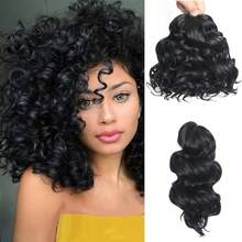 HONG SHI JIA Rambut Crochet Ocean Wave 8 inci terbuat dari serat sintetis berkualitas tinggi untuk rambut kepang keriting gelombang dalam suhu rendah. - MultiWarna - View 3