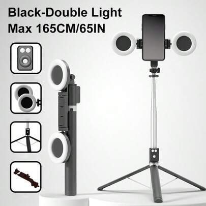 MAMEN Tongkat Selfie Multifungsi dan Tripod Ponsel yang Dapat Diperpanjang dengan Lampu Filter Kecantikan Ganda, Stand Selfie Jarak Jauh, dan Aksesori Kamera Smartphone, Cocok untuk Siaran Langsung, Perekaman Video, dan Fotografi
