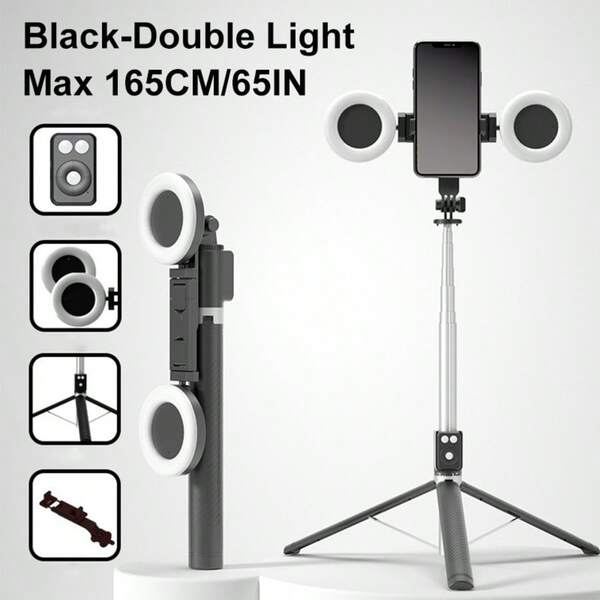 MAMEN Multifunctional Selfie Stick And Extendable Phone Tripod With Dual Beauty Filter Light, Remote Selfie Stand And Smartphone Camera Accessories, Suitable For Live Streaming, Video Recording And Photography
