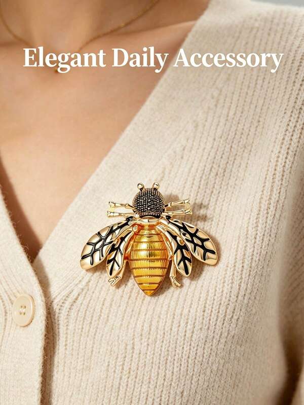 Fashionable Enamel Drip Oil Big Bee Brooch, High-End Niche Women's Clothing Flower Decor Insect Pin, Gift For Relatives And Family