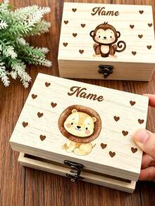 Personalized Wooden Keepsake Box, Colorful Printed Storage & Memory Treasure Box, Eternal Collection Box, Multi-Functional Decorative Practical Style - Multicolor - View 3