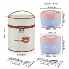 1pc/Set Portable 304 Stainless Steel Thermal Insulated Lunch Box With Handle, Leak Proof Fruit Salad Food Storage Container, Dishwasher & Microwave Allowable,Suitable For Student Adult Use In School, Office,Picnic, Travel, Back To School - Multicolor - View 23