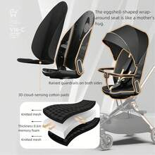 Lightweight 2-In-1 Travel Stroller, 360° Reversible Seat, Portable Folding Stroller With Breathable Backrest And Shock Absorption - Black - View 8