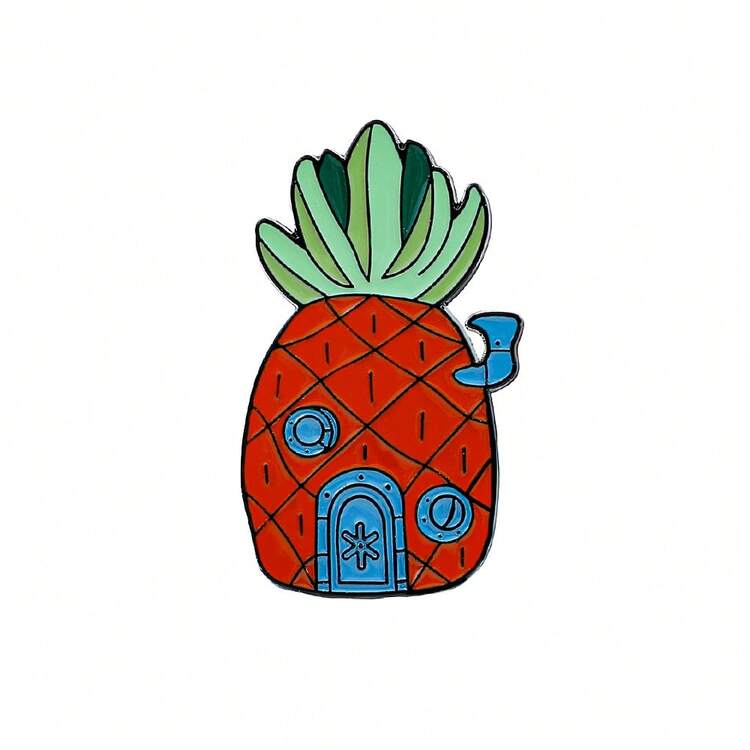 SpongeBob SquarePants 1/2pcs Anime Architecture Brooch Pineapple House Enamel Pin Metal Badge Jewelry Backpack Clothing Accessory Gift - Multicolor - View 11