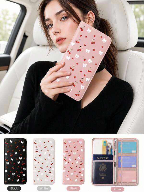 Cherry Car Registration & Insurance Document Holder – Vehicle Glove Box Organizer, Auto & Truck Storage Accessory, Ideal For Storing Important Papers, Driver Licenses, Passports, Cards, Small Auto Accessories And Other Documents.