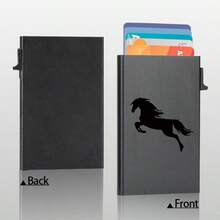 محفظة بطاقات معدنية بتصميم حصان جاري للرجال، علبة بطاقات عمل من الألومنيوم مع خاصية حجب RFID وفتح تلقائي، محفظة بطاقات - متعدد الألوان - مشاهدة 9