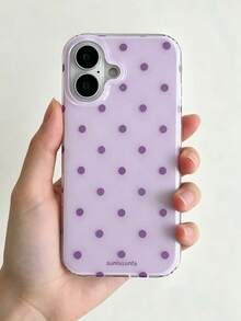 Fashionable Phone Case, Minimalist Cute Design, Black And White Polka Dot Pattern, Suitable For IPhone 11 To 17 Series, Including Pro Max Versions - Mauve Purple - View 3
