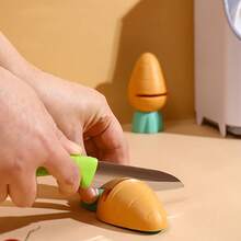 Mini Ceramic Kitchen Knife Sharpener, Cute Tomato & Carrot Shaped Multifunctional Portable Sharpening Tool - Multicolor - View 6