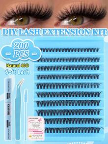 640/544/200 Clusters D Curl Individual Eyelashes High Capacity Fake Lashes Extensions Kit, Natural Thick Segmented Lash With Bond And Seal,Tweezers,Brush, Long Lasting Wispy False Lash Book Beginner Friendly, For Daily And Quick Makeup, Easy To Use - Baby Blue - View 14