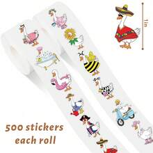 Pieces/2 Roll Cute Cartoon Funny Goose Stickers DIY Creative Hand Account Diary Coated Paper Stickers - Multicolor - View 2