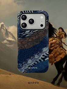 GIIPPA 1pc Vintage Blue Rock Layer Animal Print Patchwork Design Phone Case, Compatible With Phone 17 Pro Max, 16 Pro Max, 15 Pro Max, 14 Pro Max, 11/12/13/14/15/75 Pro Max Plus, Korean Style High-End Fashion Fun Elegant Design For Men And Women, Perfect Gift For Girlfriend On Christmas, Valentine's Day, Easter, Wedding Season And Birthday - Blue - View 8