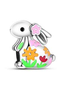 Silver Plated Animal Letter Charms,Rabbit Elephant Turtle Butterfly Horse Beads Pendant,Spring Holiday DIY Jewelry Gift Fits Bracelet Necklace - Multicolor - View 15