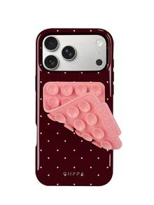 GIIPPA 1 buah Casing Ponsel Warna Burgundy dengan Motif Polkadot Pink, Kompatibel dengan iPhone 17 Pro Max, 16 Pro Max, 15 Pro Max, 14 Pro Max, Casing Ponsel Bergaya Korea Kelas Atas yang Modis dan Menarik, Kompatibel dengan 11/12/13/14/15/16 Pro Max Plus, Desain Elegan Cocok untuk Pria dan Wanita, Hadiah Sempurna untuk Pacar! - Burgundy - View 1