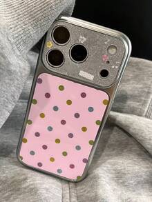Ins Glitter Colorful Polka Dot Flower Large Window Phone Case Compatible With Apple 17, 16 Pro Max, New 17 Pro, Full Coverage 14 Anti-Drop Protective Cover, 13 Women's Style, 15 Electroplated - Pink - View 2