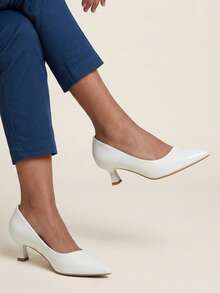 Fashionable & Comfortable High-End Plus Size Pointed Toe High Heel Shoes For Women - White - View 2