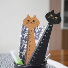 1 buah Penggaris Alat Tulis Kartun Kucing Lucu, Penggaris Pengukur Kayu Solid Gaya Kucing Lucu, Cocok Untuk Kantor Rumah, Perlengkapan Sekolah, Hadiah Siswa, Hadiah Liburan - Kucing - View 1