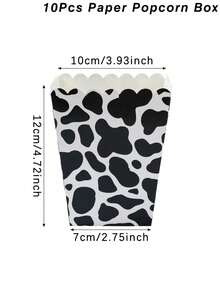 10 piezas Cajas de palomitas de maíz de papel con estampado de vaca, palomitas de maíz desechables con tema de vaca, contenedores de comida de papel, cajas de bandeja de aperitivos con tema de animales de granja para fiesta de primer cumpleaños, baby shower, revelación de género, decoraciones de fiesta de vaca, baby shower, cajas de regalo de fiesta de vaca, embalaje de regalo, suministros de fiesta de vaca, bolsas de regalo de fiesta de vaca - Vaca - Ver 9