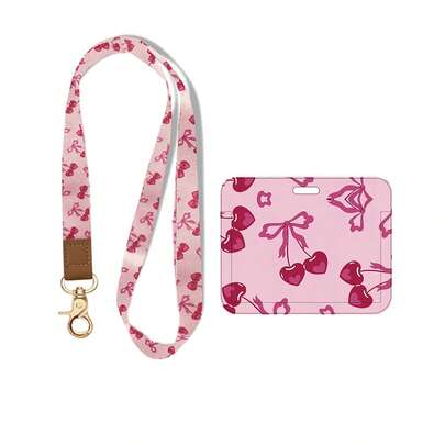 1 Set (Tali Gantungan + Tempat Kartu) Tempat Kartu Identitas Warna Pink Cherry, Dilengkapi dengan Tali Gantungan Kunci yang Diperkuat, Tempat Kartu Nama Guru, Tempat Kartu Identitas Vertikal Pelindung Kartu Nama, Cocok untuk Petugas Kesehatan, Guru, Asisten, Pecinta Perjalanan, Hadiah Kembali ke Sekolah