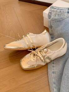 2026 Spring/Summer New Women's Bow Decor Ballet Flats - Gold - View 7