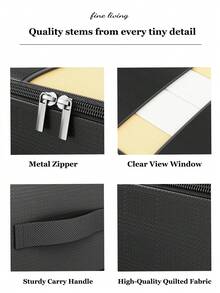 Underbed Storage Organizer Box, Large Capacity Foldable Clothes Storage Bin With Transparent Window, Dual Zipper Handle, Dust-Proof Bedding And Linen Storage Box, Suitable For Bedroom, Closet, Wardrobe, Dorm, Home Storage - Black - View 10