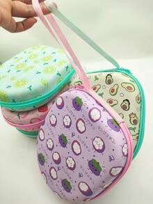 1pc EVA Headphone Storage Bag, Hard Shell Anti-Drop Anti-Pressure Zipper Earphone Case, Portable Wireless Bluetooth Earphone Protective Bag, With Mesh Pocket For Data Cable And Digital Accessories, Multiple Patterns Available - View 9