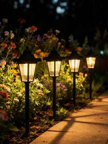 1pc Outdoor Solar Powered Hexagon Garden Light, Waterproof Outdoor LED Decorative Hanging Light, Suitable For Yard, Patio, Garden, Porch, Villa, Balcony, Holiday, Rustic Style Courtyard Landscape Decoration - Multicolor - View 1