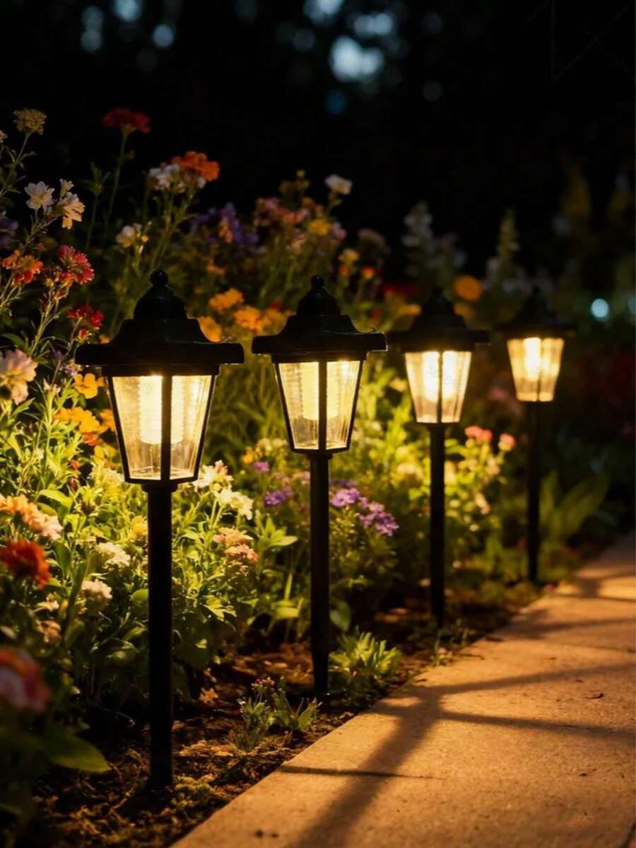 1pc Outdoor Solar Powered Hexagon Garden Light, Waterproof Outdoor LED Decorative Hanging Light, Suitable For Yard, Patio, Garden, Porch, Villa, Balcony, Holiday, Rustic Style Courtyard Landscape Decoration - Multicolor - View 1