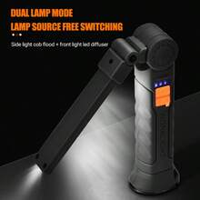 1PC Foldable Magnetic COB Work Light, USB Type-C Rechargeable Multi-Angle Rotation Handheld Inspection Lamp With Strong Base Magnet Mechanic Repair Torch For Auto Garage Engine Maintenance Emergency Lighting - Work Light - View 2