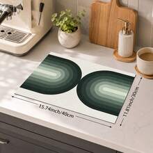 1pc Modern Minimalist Geometric Pattern Diatomaceous Earth Kitchen Drain Mat, Fast-Absorbing Quick-Dry Non-Slip Coffee Machine Mat And Dish Drying Mat, Suitable For Kitchen Countertop And Home Decor - Multicolor - View 9