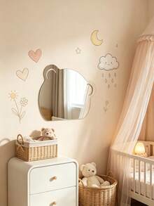 1 buah Cermin Akrilik Lucu dengan Bentuk Beruang, Awan, Bintang Laut, dan Kelinci, Dekorasi Dinding Estetik, Dekorasi Acara Baby Shower, Dekorasi Kamar Anak, Hadiah Bayi - MultiWarna - View 2