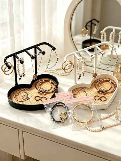 Minimalist Jewelry Display Stand For Necklaces, Bracelets, Earrings And Other Accessories, Desktop Jewelry Organizer, Anti-Oxidation Jewelry Bags, Hanging Storage Rack With Organizing Function For Earrings And Necklaces, Women's Desktop Display Stand, Cute Indoor Decor And Gift, Hanging Jewelry Storage Rack To Keep Desktop Neat And Organized