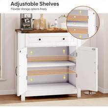 30" Coffee Bar Station, Kitchen Sideboard Buffet Cabinet With A Drawer And Adjustable Shelf, Modern Farmhouse Storage Cabinet For Kitchen, Living Room, Entryway, White - White - View 6