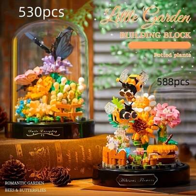 530pcs/588pcs Micro Particle Butterfly, Bee Building Block Model Decor, Home Model Decor, Holiday Gift