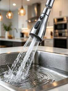 1pc 720° Rotating Pull-Out Kitchen Faucet, Dual Mode High Arc Sink Faucet, Dual Water Outlet Mode High Arc Single Handle Vegetable Basin Faucet, Modern Pastoral Style Kitchen & Bathroom, Brushed Nickel Modern Kitchen & Bathroom, Essential Home Goods - Pull-out Kitchen Faucet - View 3