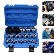 21-teiliges 1/2-Zoll-Steckschlüsselset 8–36 Mm Mit Aufbewahrungsbox, Komplettes Chrom-Vanadium-Stahl-Set Für Autoreparatur, Maschinenmontage & Heimwerkerprojekte – Ideal Für Hobbymechaniker in Der Heimischen Garage, Professionelle Techniker & Wochenendheimwerker - A - Übersicht 7