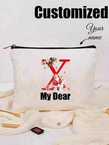 Custom Pink Butterfly & Floral Breast Cancer Awareness Makeup Bag, Lightweight Polyester Cosmetic Storage Pouch, Personalized Name Travel Toiletry Organizer - Multicolor - View 4